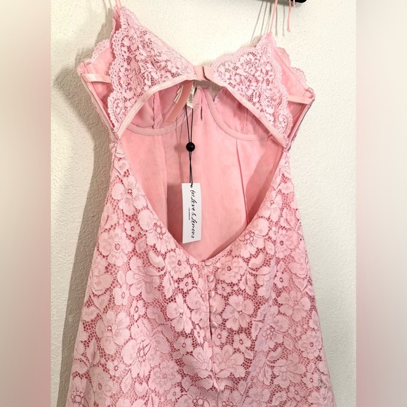 For Love and Lemons Creamsicle Lace Cutout Back Mini Slip Dress Pale Pink XL NEW - Picture 6 of 7